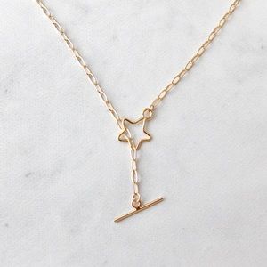 Star toggle necklace w paperclip chain